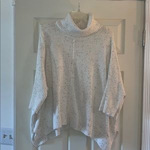 Loft Cream and Black Speckled Poncho Sweater